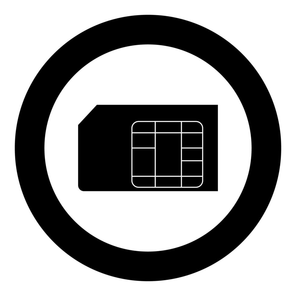 sim-kartensymbol schwarze farbe im kreis oder rund vektor