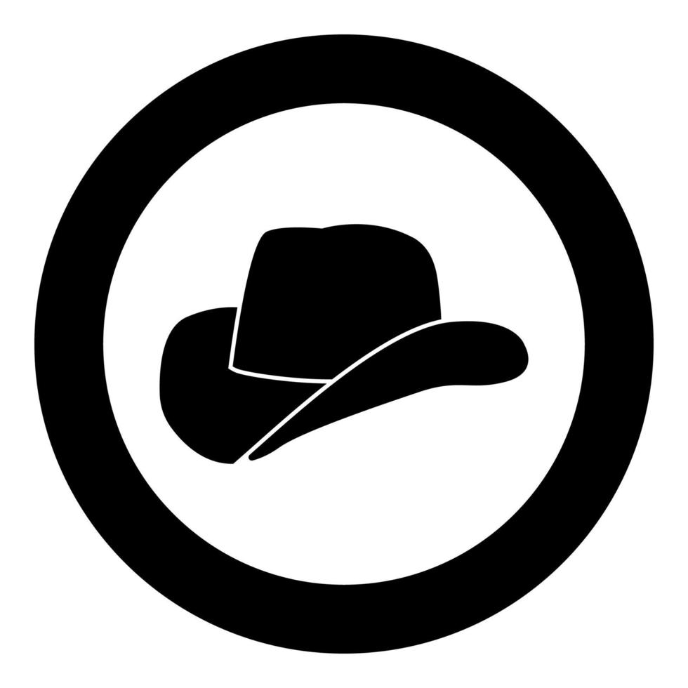 Cowboy-Hut-Symbol schwarze Farbe im Kreis vektor