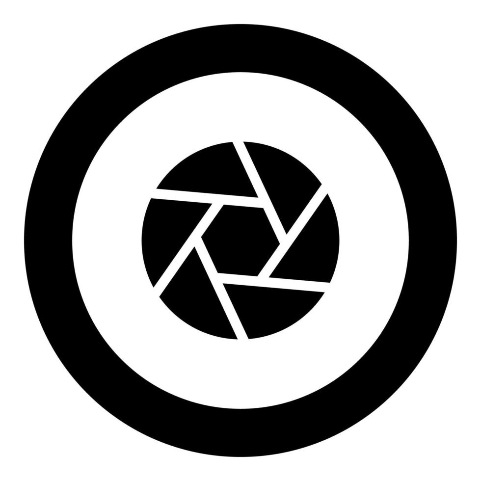 kamera lins slutare ikon svart färg i cirkel vektor