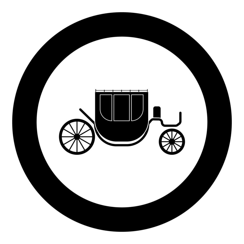 Kutsche schwarzes Symbol im Kreis Vector Illustration