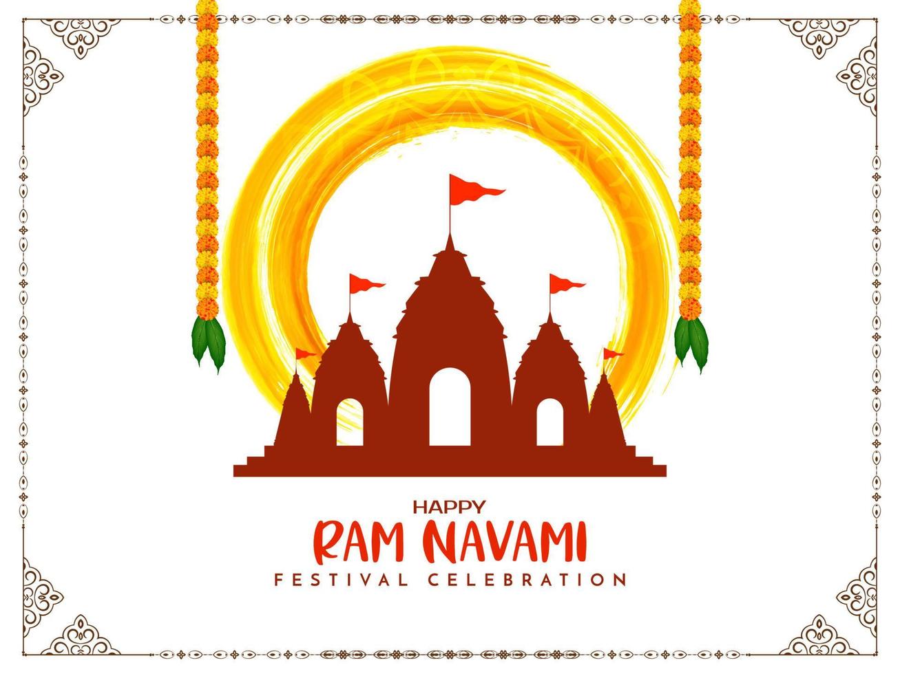 glad ram navami religiös indisk festival vacker bakgrund vektor