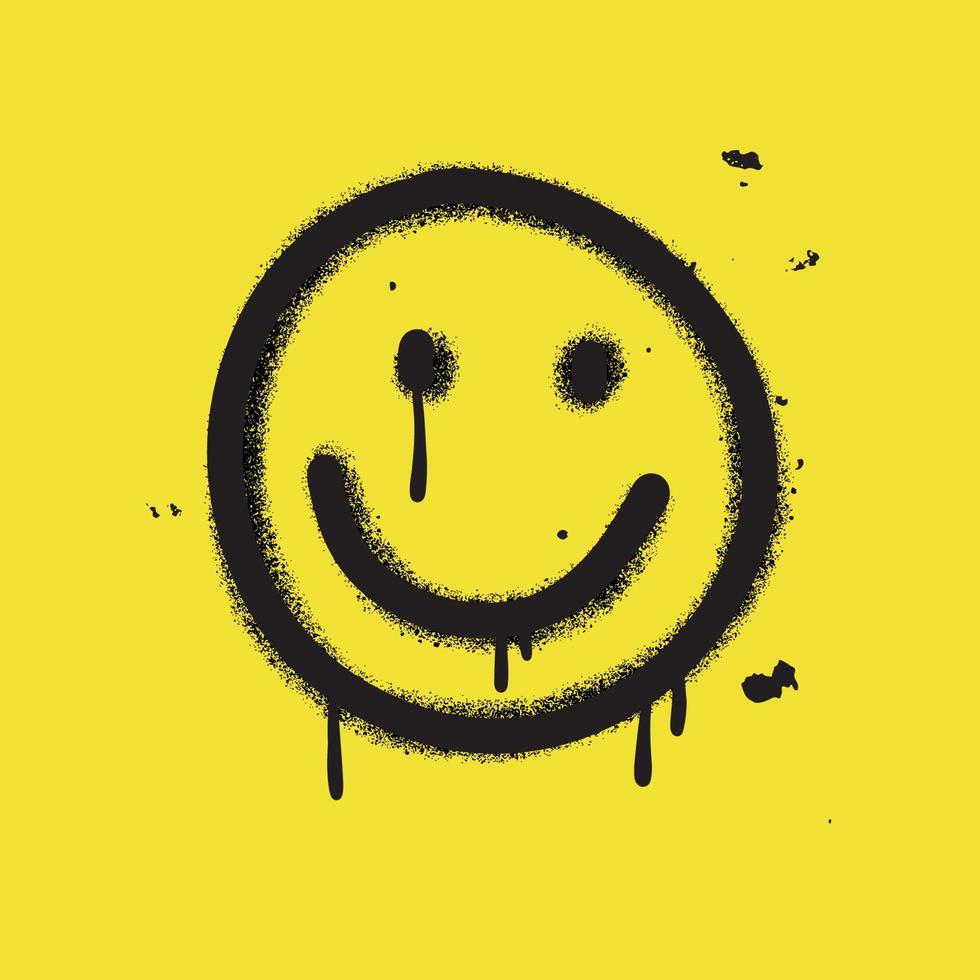 Graffiti lächelndes Gesicht Emoticon gesprüht isoliert auf weißem Hintergrund. Vektor-Illustration. vektor