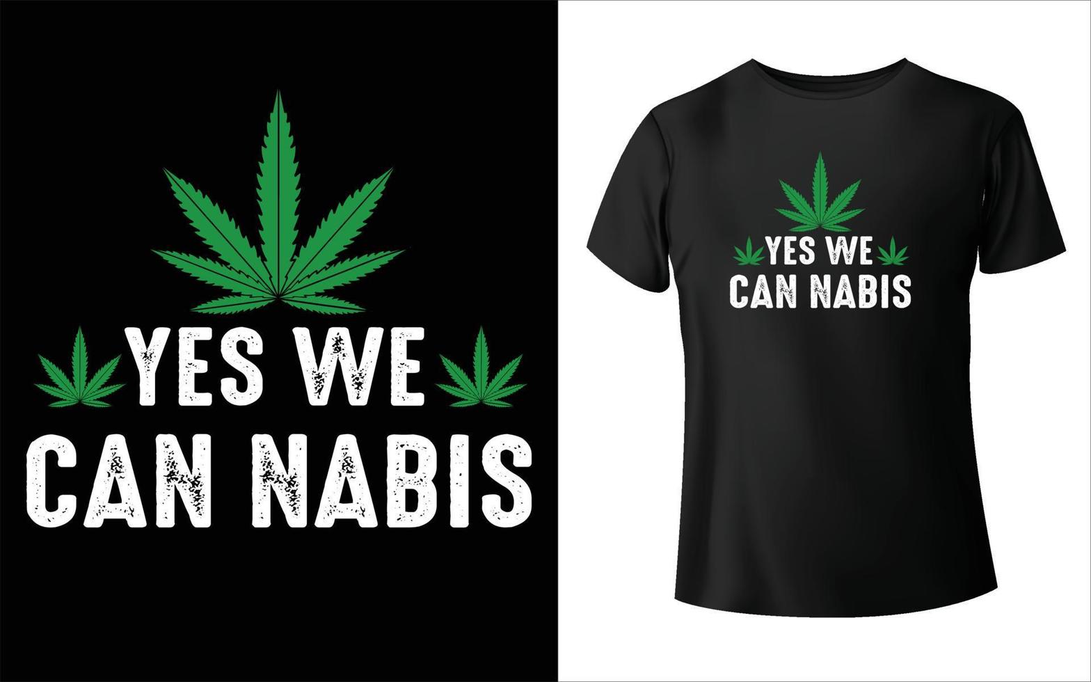 Marihuana-T-Shirt-Design, Marihuana-Vektor, Marihuana-Blatt. vektor