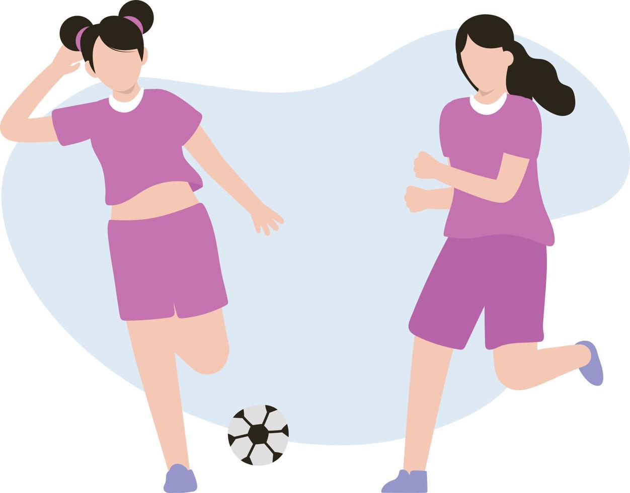 Zwei Mädchen spielen Fußball. vektor