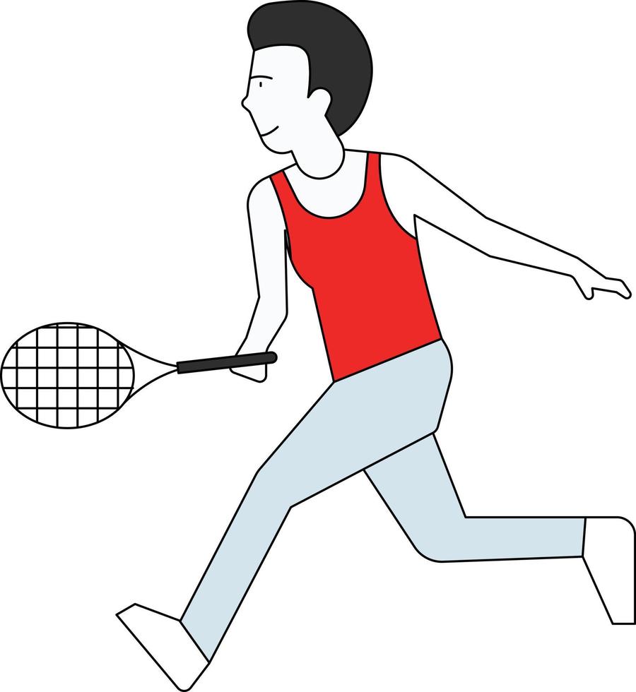 pojken spelar badminton. vektor