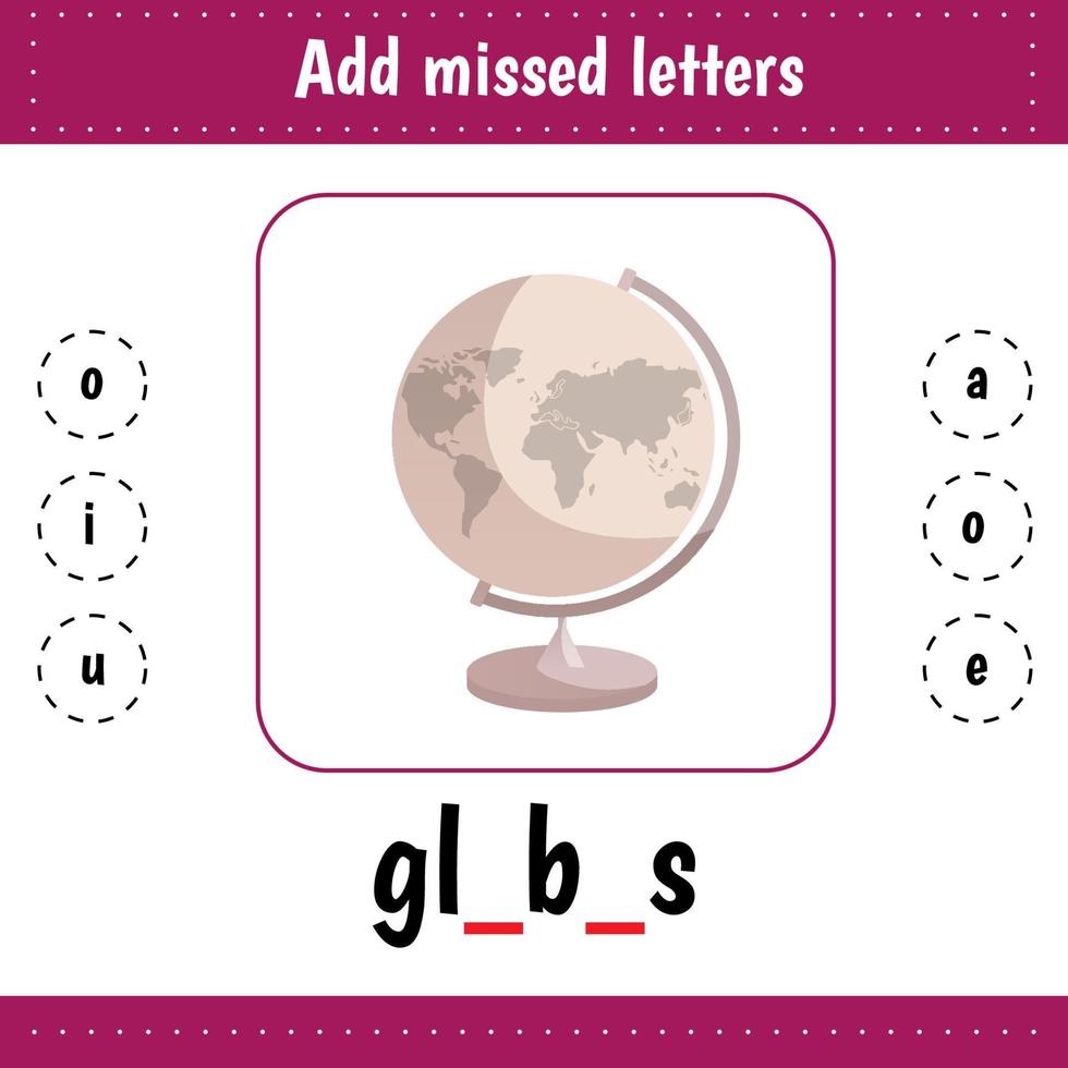 lägg till missade bokstäver. globus vektor