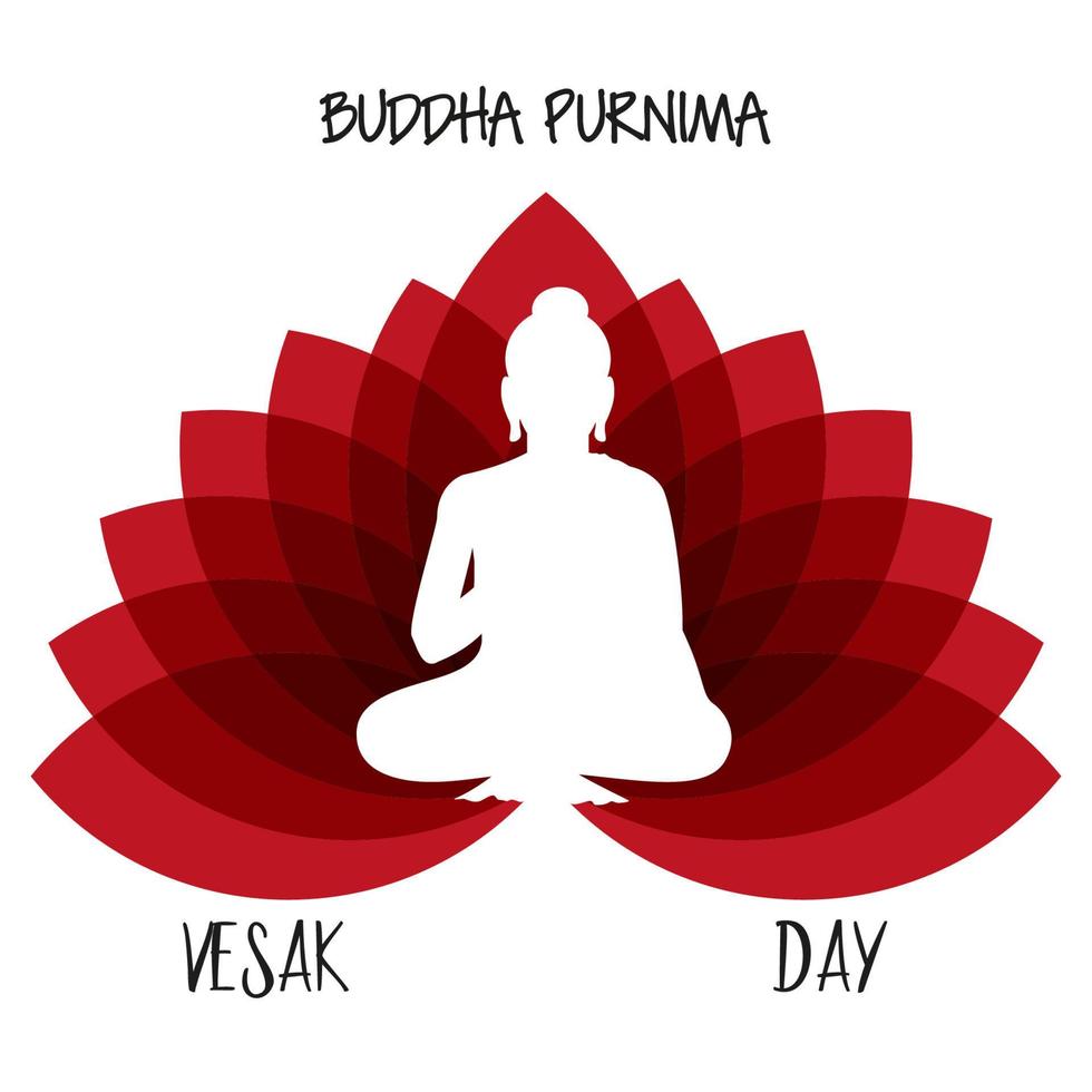 glücklicher vesak-tag. Buddha Purnima Poster mit Lotus vektor