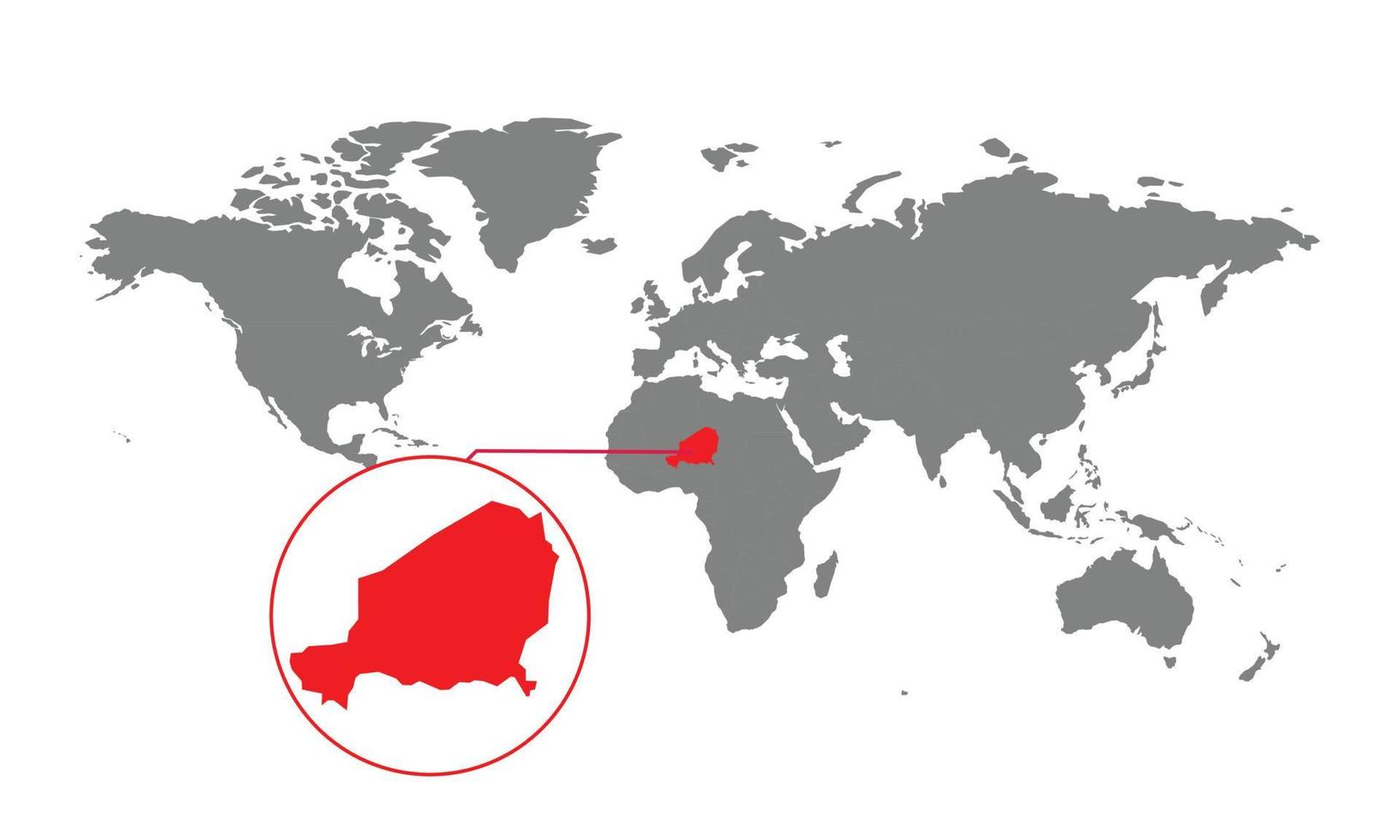 niger kartfokus. isolerad världskarta. isolerad på vit bakgrund. vektor illustration.