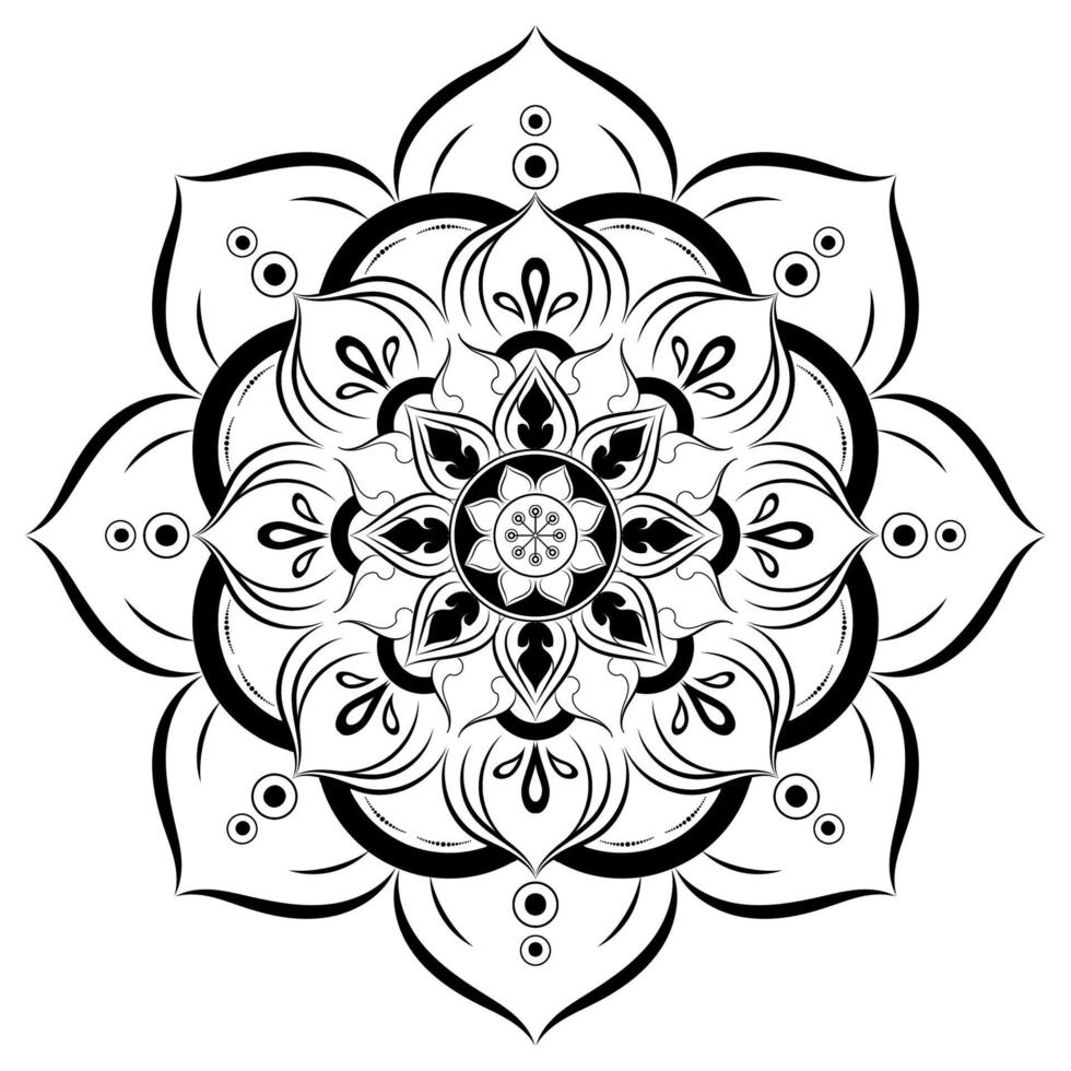 Kreisblume des Mandalas mit Vintage-Blumenart, orientalisches Muster des Vektormandala, handgezeichnetes dekoratives Element. einzigartiges Design mit Blütenblatt. konzept entspannen und meditationsnutzung für seitenlogobuch vektor