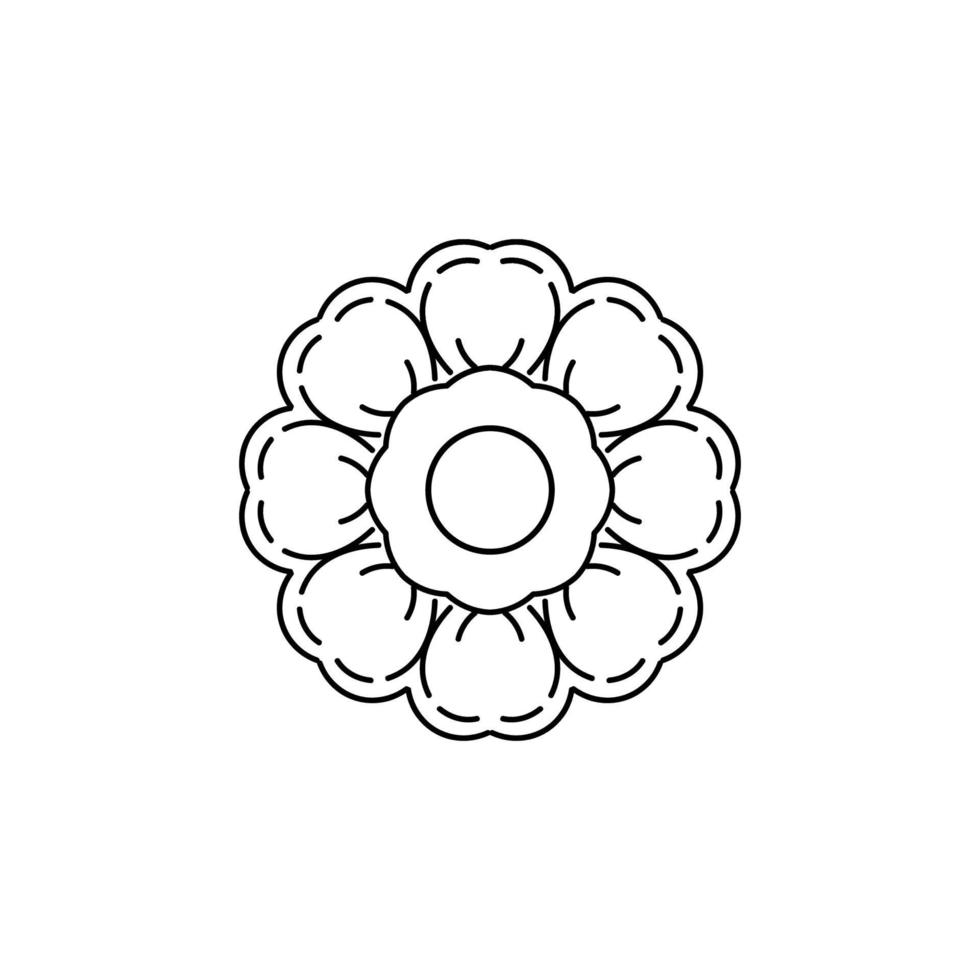Kreisblume des Mandalas mit Vintage-Blumenart, orientalisches Muster des Vektormandala, handgezeichnetes dekoratives Element. einzigartiges Design mit Blütenblatt. konzept entspannen und meditationsnutzung für seitenlogobuch vektor
