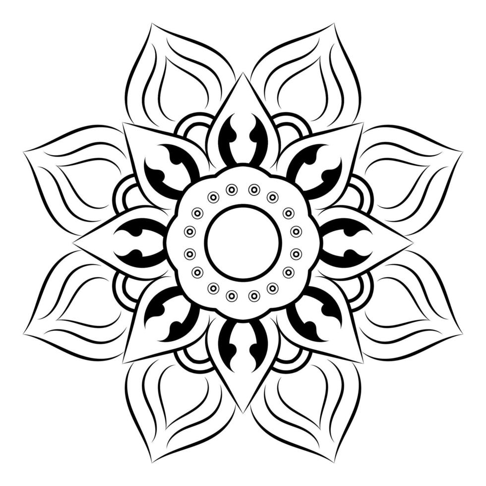 cirkel blomma av mandala med vintage blommig stil, vektor mandala orientaliskt mönster, handritad dekorativt element. unik design med kronbladsblomma. koncept avslappning och meditation användning för sidan logotyp bok