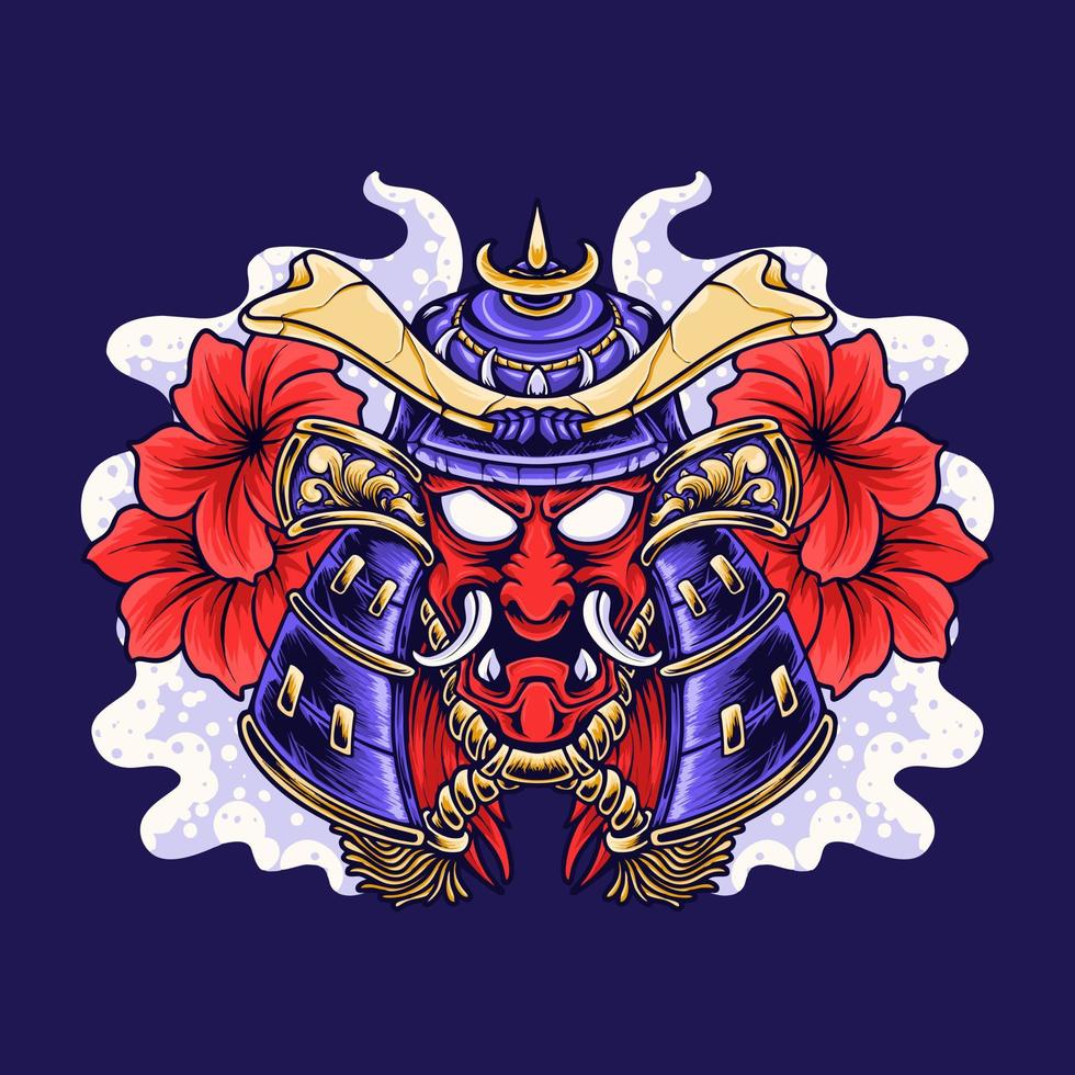 japanische rote Oni-Samurai-Vektorillustration vektor