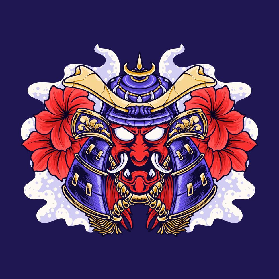 japansk röd oni samurai vektorillustration vektor