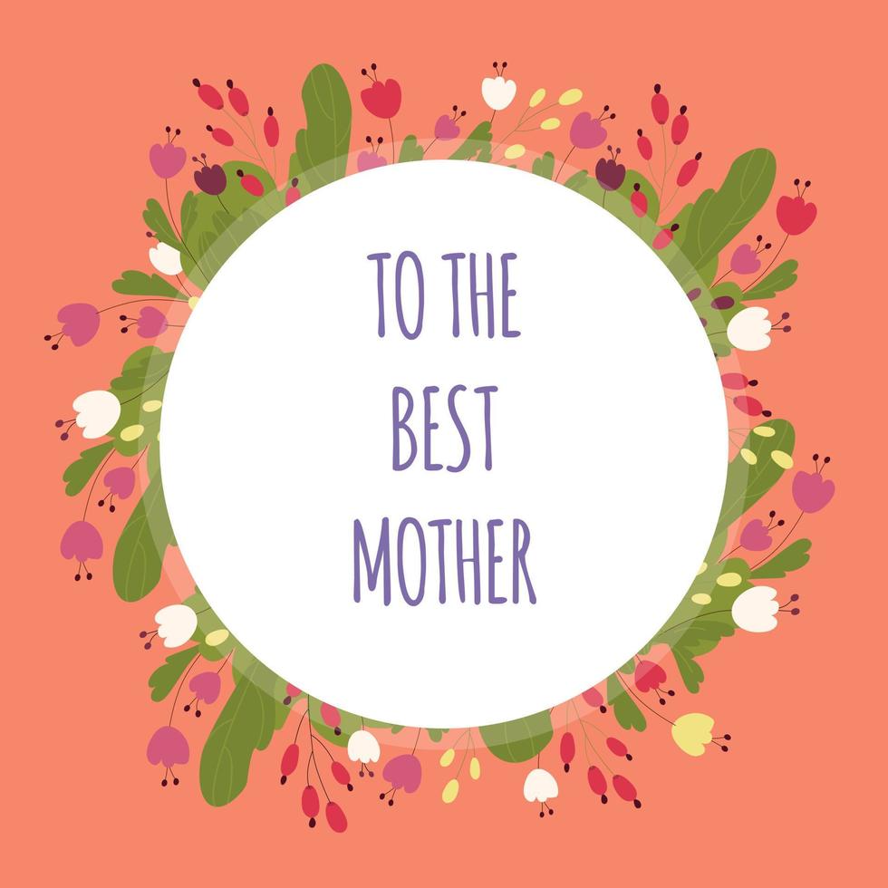 snyggt kort för mors dag eller mamma födelsedag. grattis inskription. etikett för en bukett, en gåva. vektor illustration