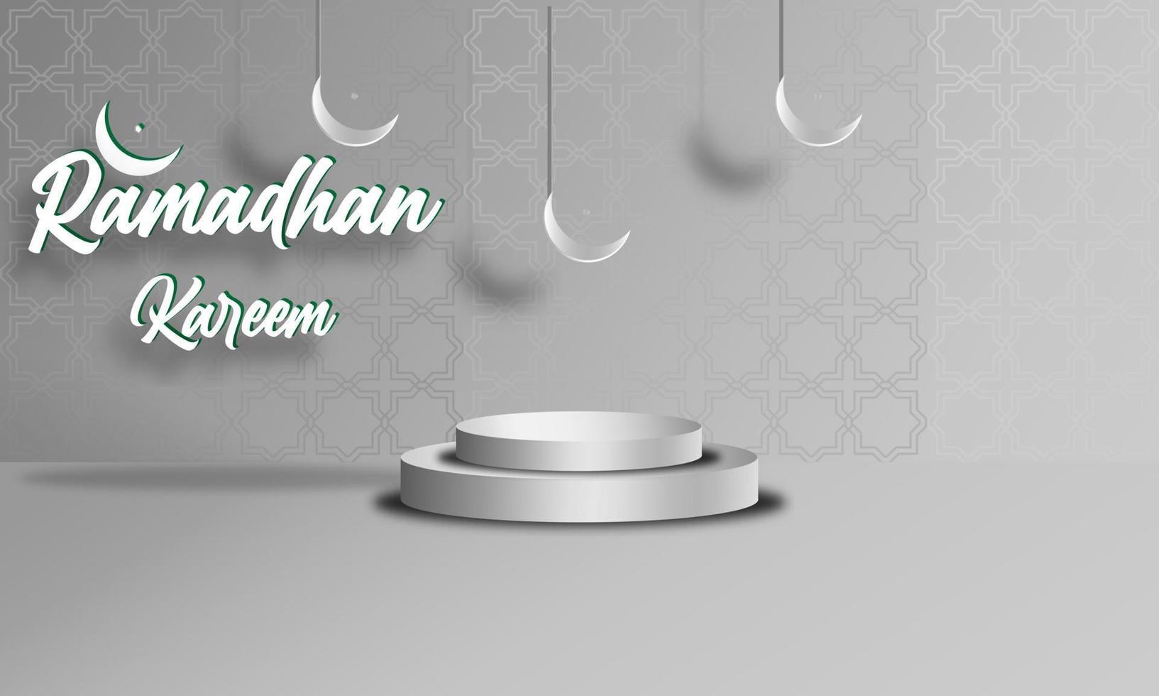 3d islamisk bakgrundsfärg grå podium prydnad islamisk, ramadhan kareem, vektordesign eps 10 vektor