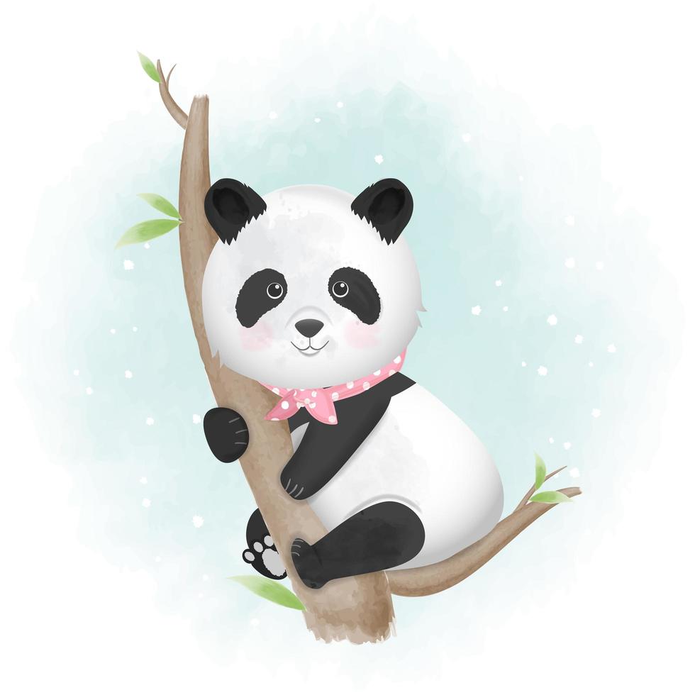 panda handritad djurillustration vektor