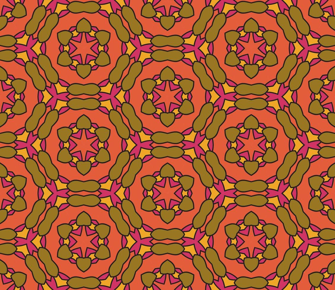 nahtloses muster der geometrischen blume des abstrakten bunten gekritzels. Blumenhintergrund. Kaleidoskop-Mosaik, Geo-Fliese aus dünner Linienverzierung. vektor