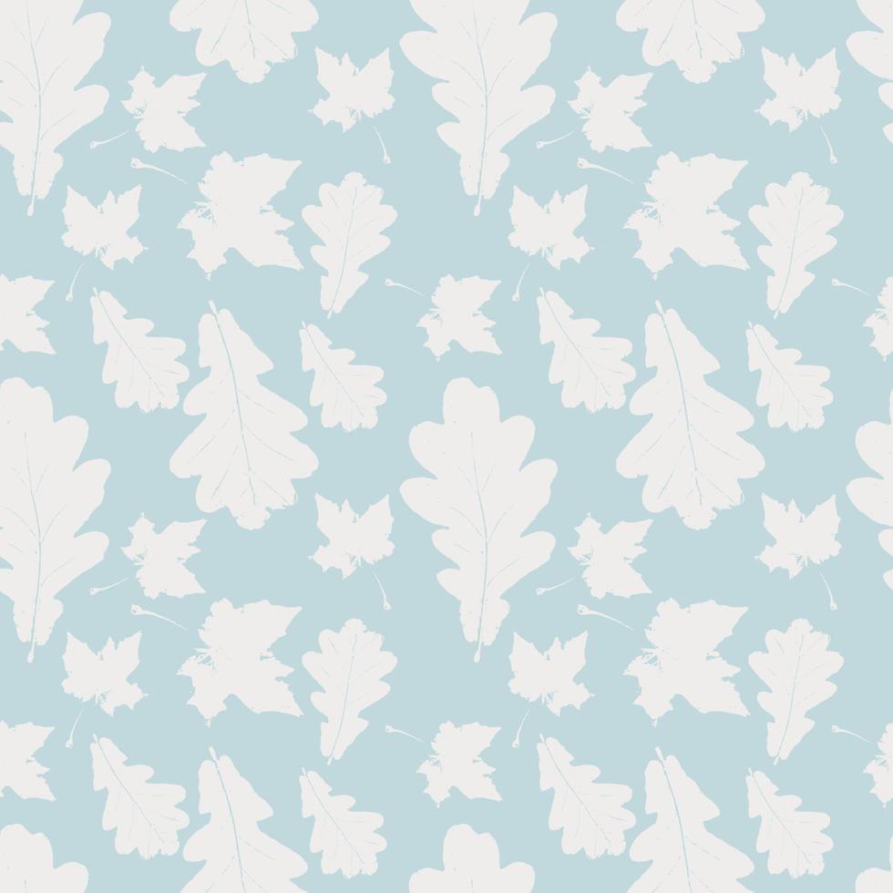 nahtlose Blümchenmuster mit Herbst-Grunge-Blatt-Hintergrund. Ahorn, Ulme, Eiche, Espe strukturierte Blätter. vektor