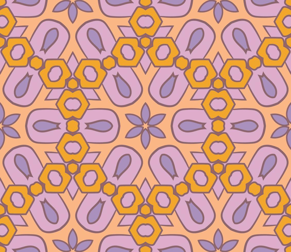 abstrakt färgglada doodle geometriska blomma seamless mönster. blommig bakgrund. kalejdoskop mosaik, geo kakel av tunn linje prydnad. vektor