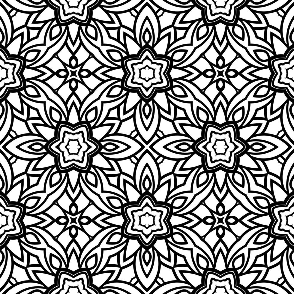 abstrakt färgglada doodle geometriska blomma seamless mönster. blommig bakgrund. kalejdoskop mosaik, geo kakel av tunn linje prydnad. vektor