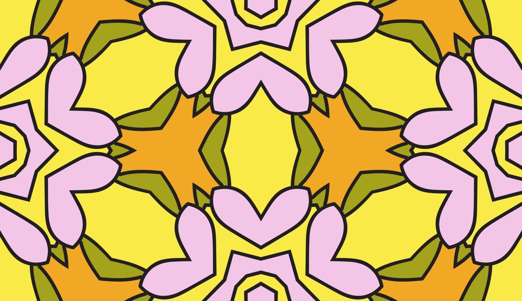 abstrakt färgglada doodle geometriska blomma seamless mönster. blommig bakgrund. kalejdoskop mosaik, geo kakel av tunn linje prydnad. vektor