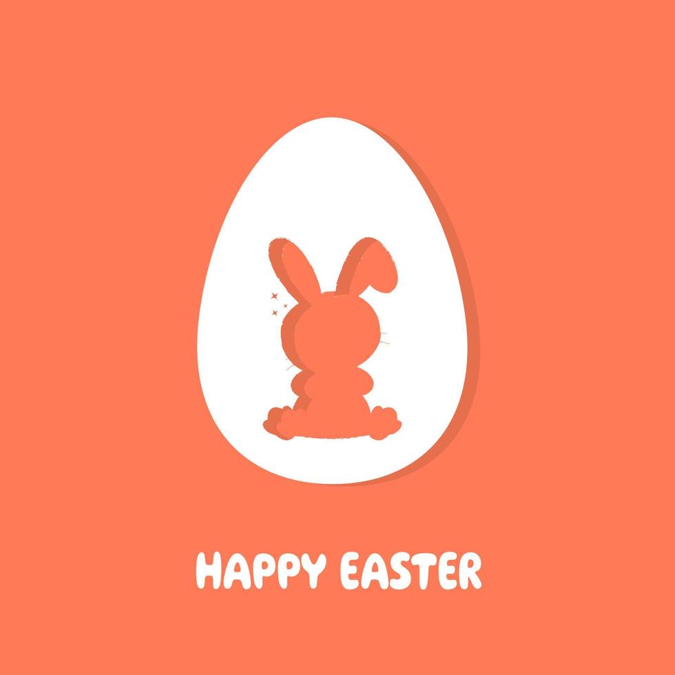 glad påsk gratulationskort. påskägg form med bunny öron siluett. ett papperskort i en papperskuren stil med ägglager och kanin. vektor illustration.