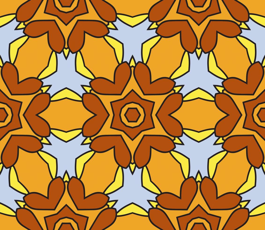 nahtloses muster der geometrischen blume des abstrakten bunten gekritzels. Blumenhintergrund. Kaleidoskop-Mosaik, Geo-Fliese aus dünner Linienverzierung. vektor