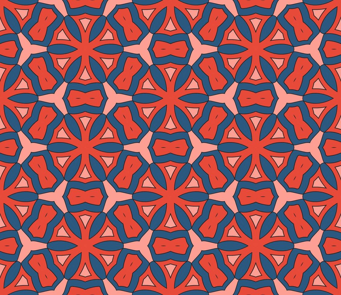 abstrakt färgglada doodle geometriska blomma seamless mönster. blommig bakgrund. kalejdoskop mosaik, geo kakel av tunn linje prydnad. vektor