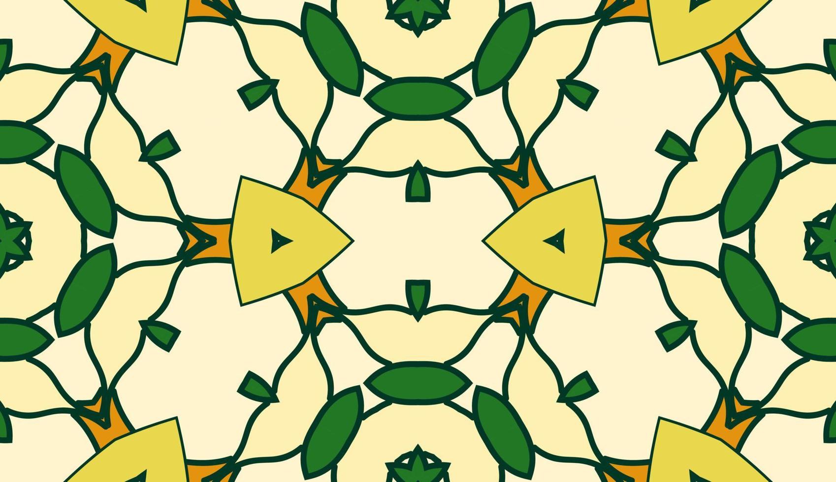 nahtloses muster der geometrischen blume des abstrakten bunten gekritzels. Blumenhintergrund. Kaleidoskop-Mosaik, Geo-Fliese aus dünner Linienverzierung. vektor