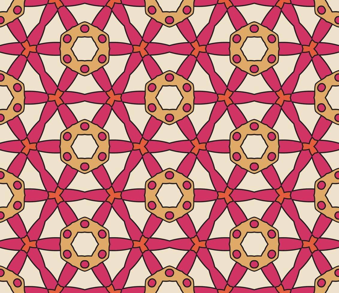 nahtloses muster der geometrischen blume des abstrakten bunten gekritzels. Blumenhintergrund. Kaleidoskop-Mosaik, Geo-Fliese aus dünner Linienverzierung. vektor