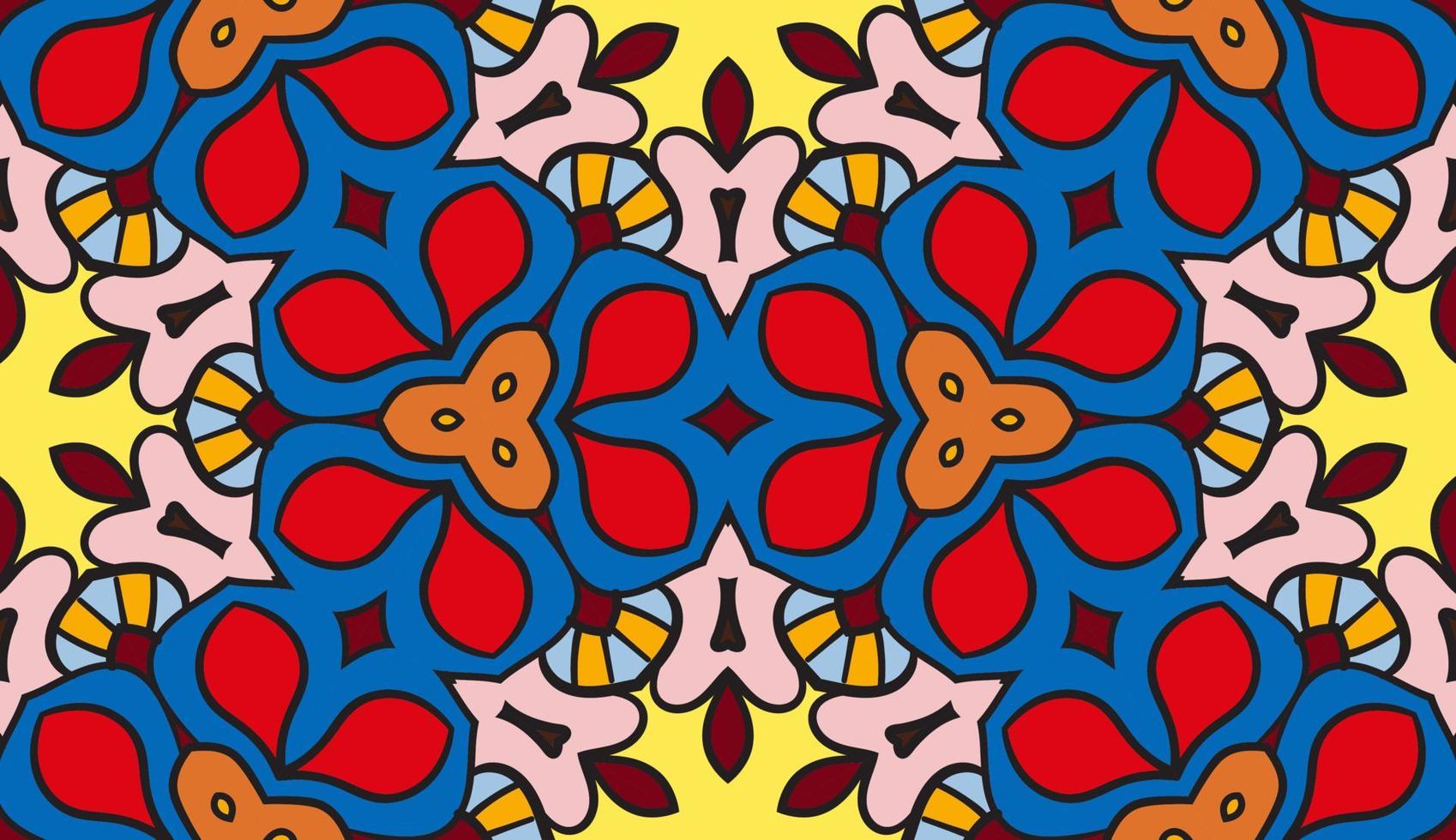 abstrakt färgglada doodle geometriska blomma seamless mönster. blommig bakgrund. mosaik, geo kakel av tunn linje ornament. vektor