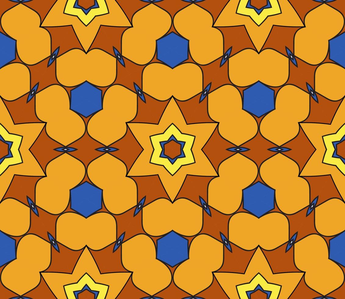 nahtloses muster der geometrischen blume des abstrakten bunten gekritzels. Blumenhintergrund. Kaleidoskop-Mosaik, Geo-Fliese aus dünner Linienverzierung. vektor