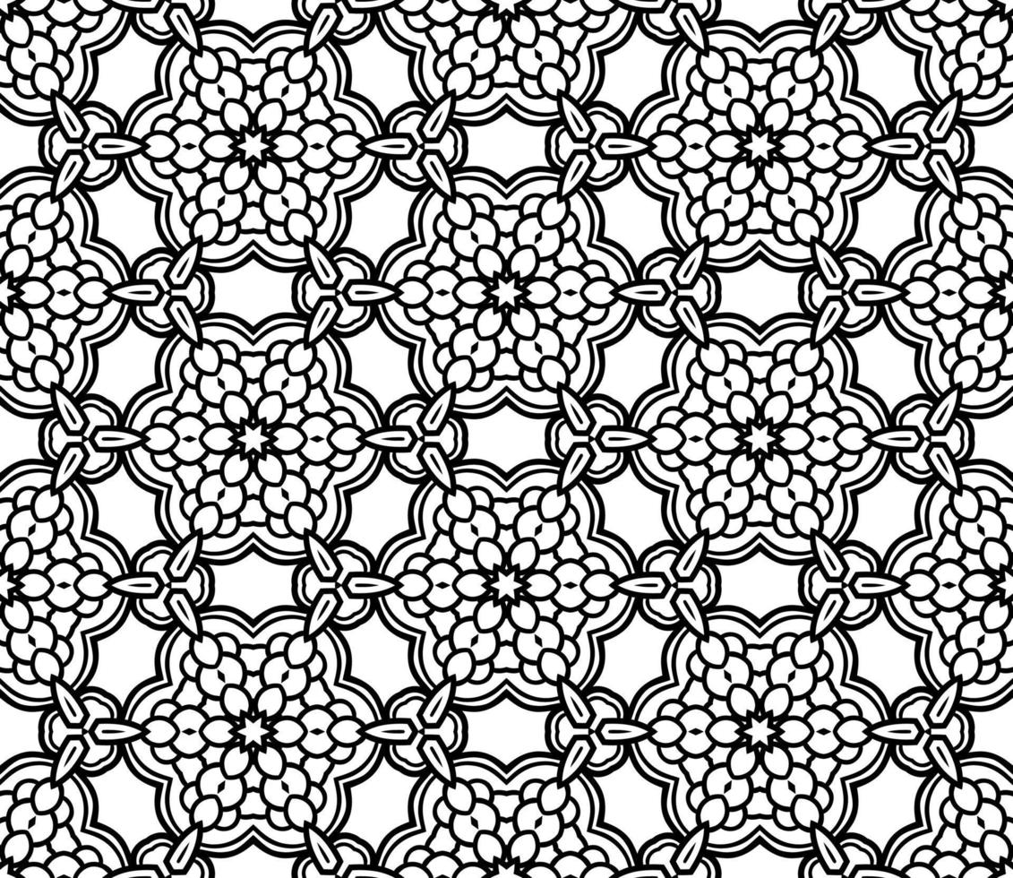 abstrakt färgglada doodle geometriska blomma seamless mönster. blommig bakgrund. kalejdoskop mosaik, geo kakel av tunn linje prydnad. vektor