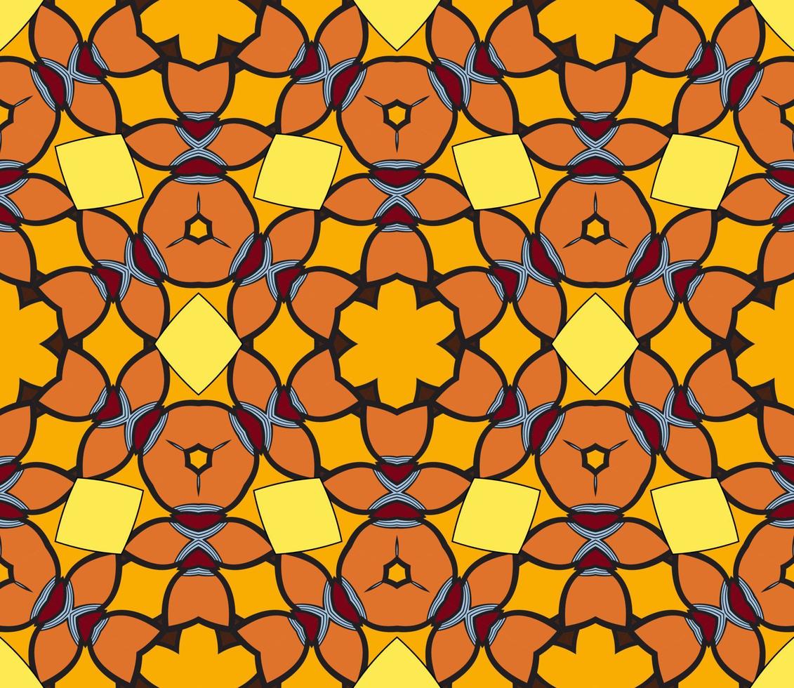 nahtloses muster der geometrischen blume des abstrakten bunten gekritzels. Blumenhintergrund. Kaleidoskop-Mosaik, Geo-Fliese aus dünner Linienverzierung. vektor