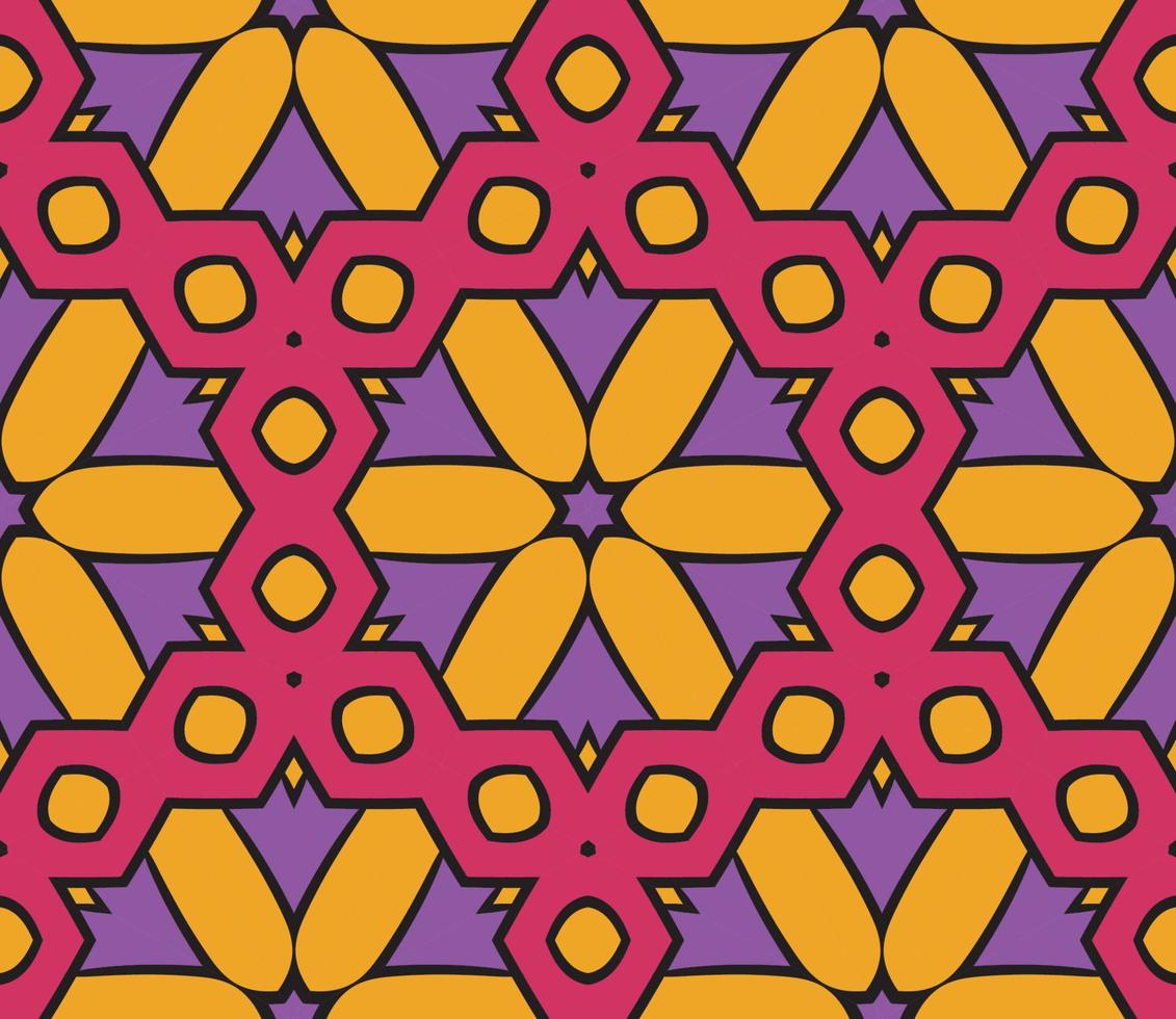 abstrakt färgglada doodle geometriska blomma seamless mönster. blommig bakgrund. kalejdoskop mosaik, geo kakel av tunn linje prydnad. vektor