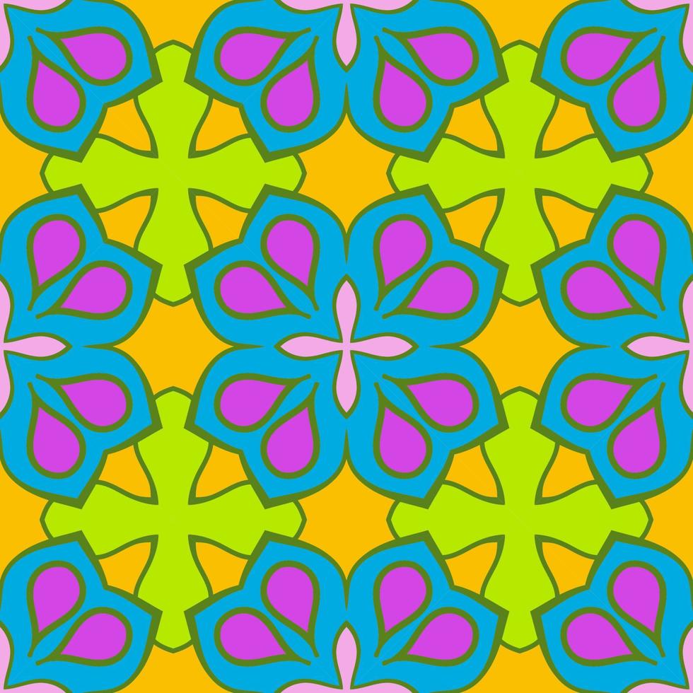 abstrakt färgglada doodle geometriska blomma seamless mönster. blommig bakgrund. kalejdoskop mosaik, geo kakel av tunn linje prydnad. vektor