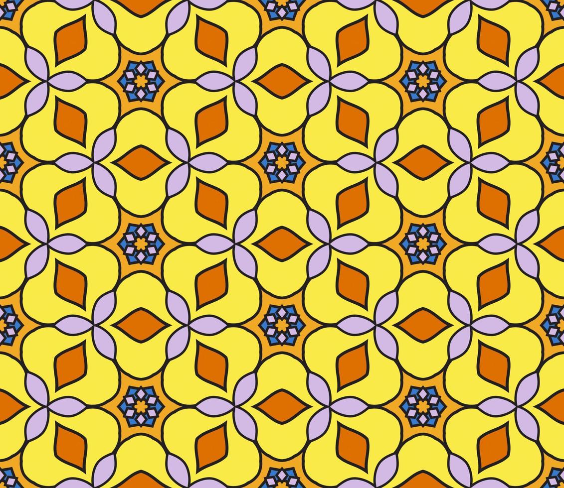 abstrakt färgglada doodle geometriska blomma seamless mönster. blommig bakgrund. kalejdoskop mosaik, geo kakel av tunn linje prydnad. vektor