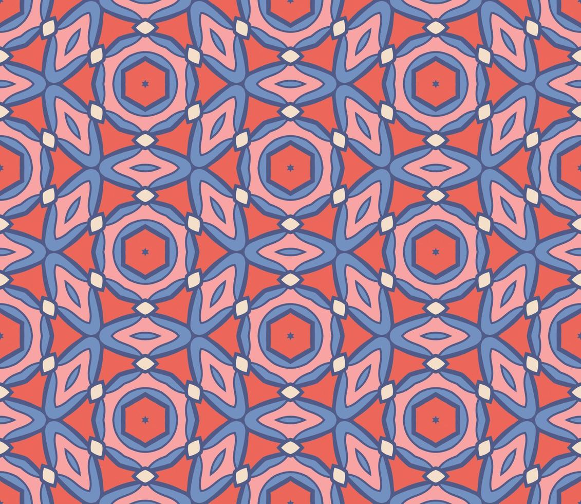 abstrakt färgglada doodle geometriska blomma seamless mönster. blommig bakgrund. kalejdoskop mosaik, geo kakel av tunn linje prydnad. vektor