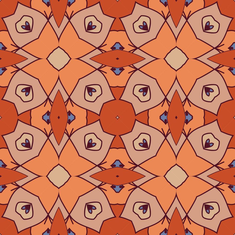 abstrakt färgglada doodle geometriska blomma seamless mönster. blommig bakgrund. kalejdoskop mosaik, geo kakel av tunn linje prydnad. vektor