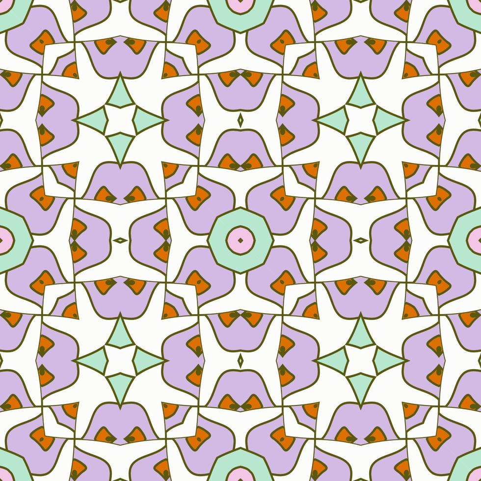 abstrakt färgglada doodle geometriska blomma seamless mönster. blommig bakgrund. kalejdoskop mosaik, geo kakel av tunn linje prydnad. vektor