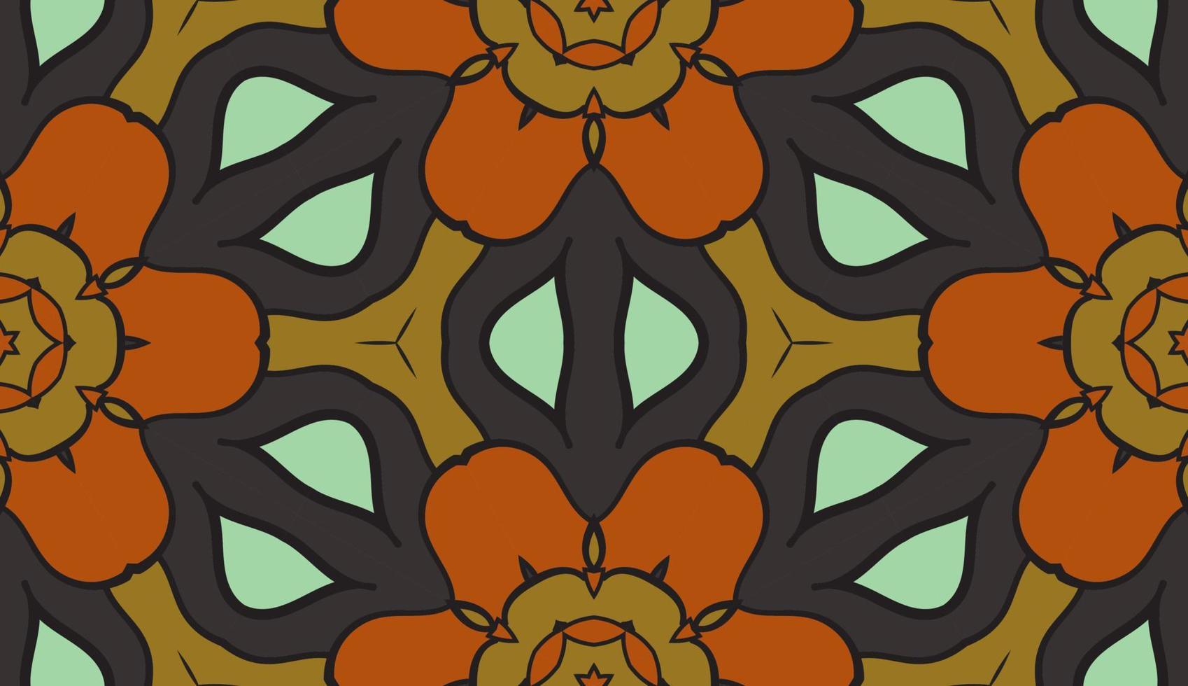 abstrakt färgglada doodle geometriska blomma seamless mönster. blommig bakgrund. kalejdoskop mosaik, geo kakel av tunn linje prydnad. vektor