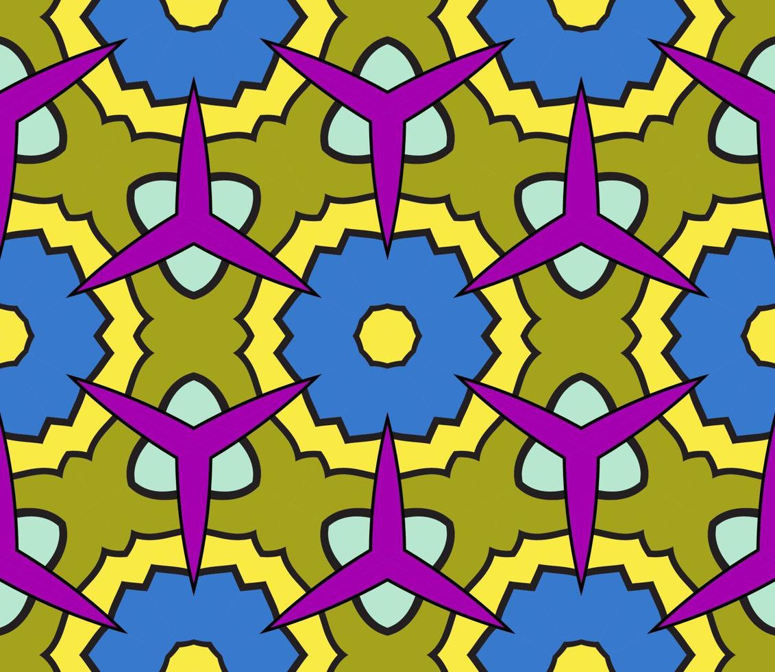 abstrakt färgglada doodle geometriska blomma seamless mönster. blommig bakgrund. kalejdoskop mosaik, geo kakel av tunn linje prydnad. vektor