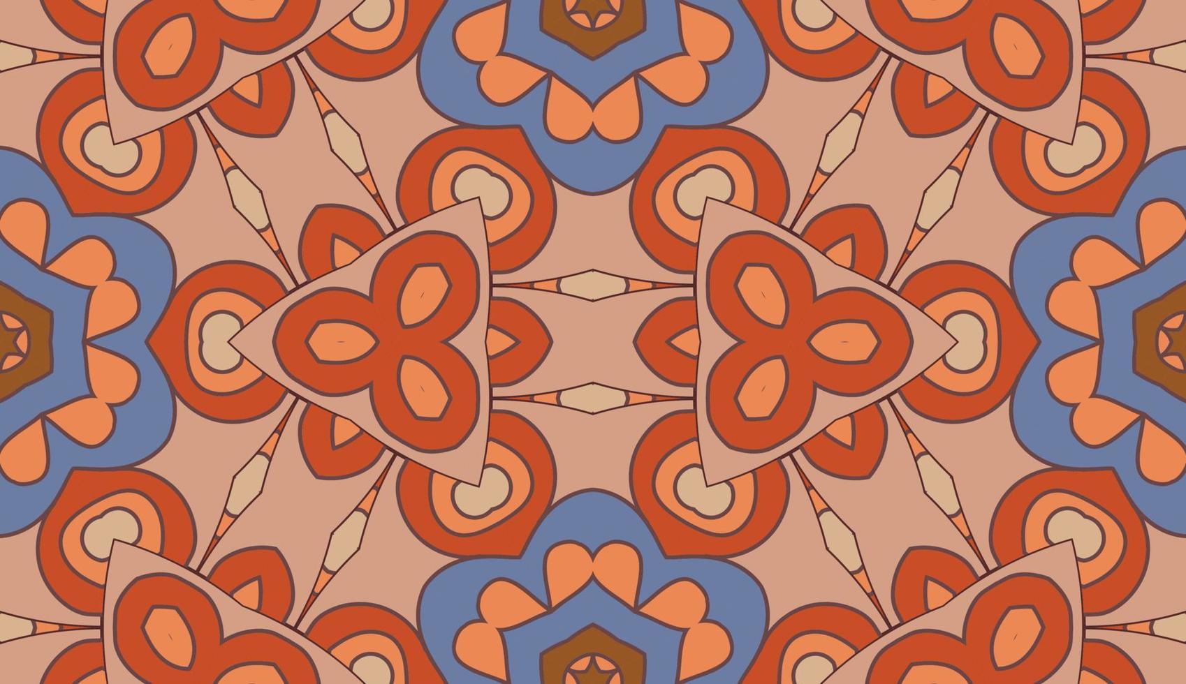 abstrakt färgglada doodle geometriska blomma seamless mönster. blommig bakgrund. kalejdoskop mosaik, geo kakel av tunn linje prydnad. vektor