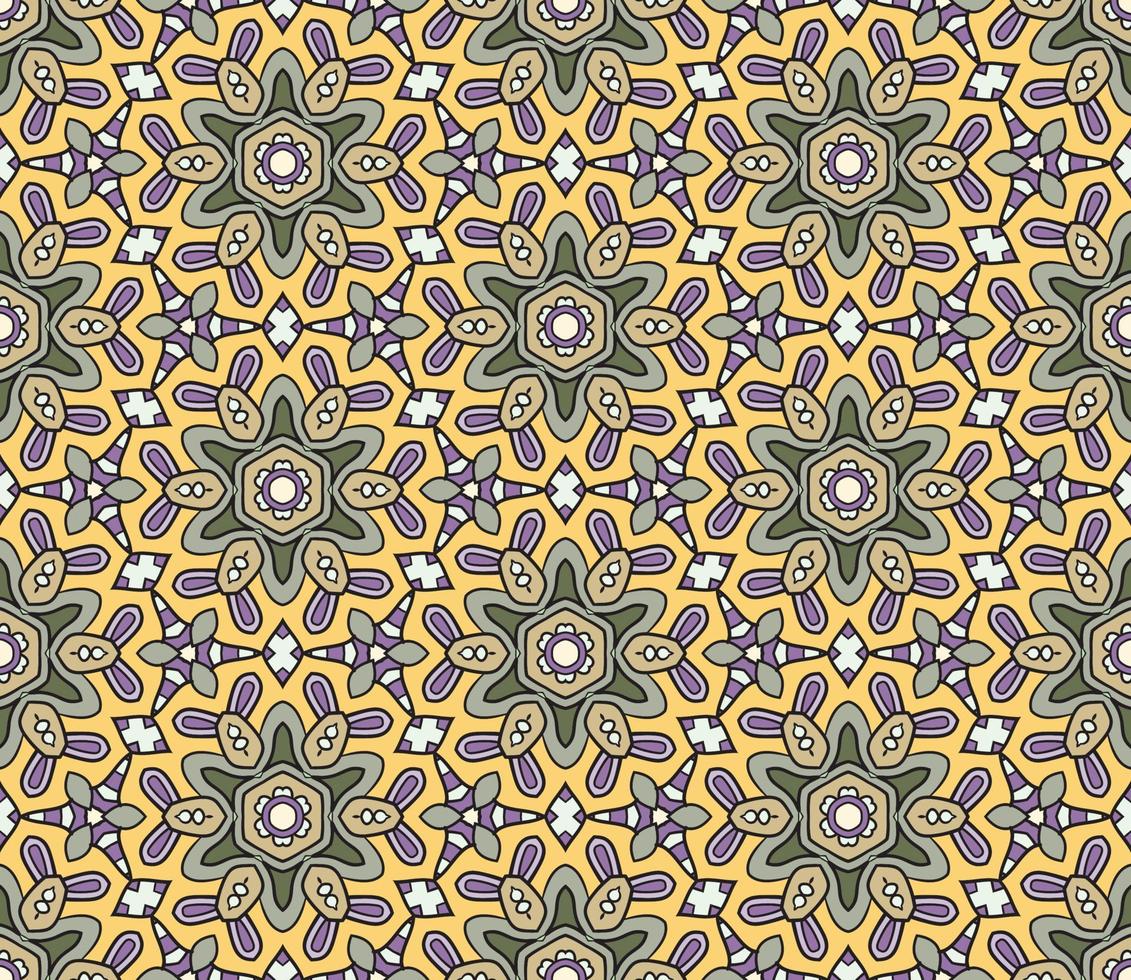 abstrakt färgglada doodle geometriska blomma seamless mönster. blommig bakgrund. mosaik, geo kakel av tunn linje ornament. vektor