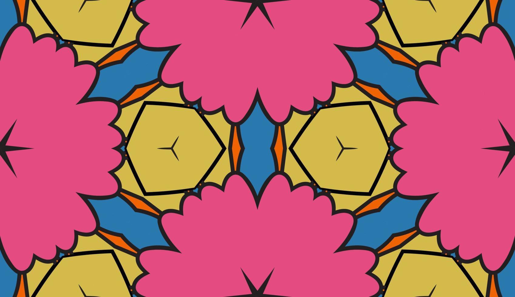 abstrakt färgglada doodle geometriska blomma seamless mönster. blommig bakgrund. kalejdoskop mosaik, geo kakel av tunn linje prydnad. vektor