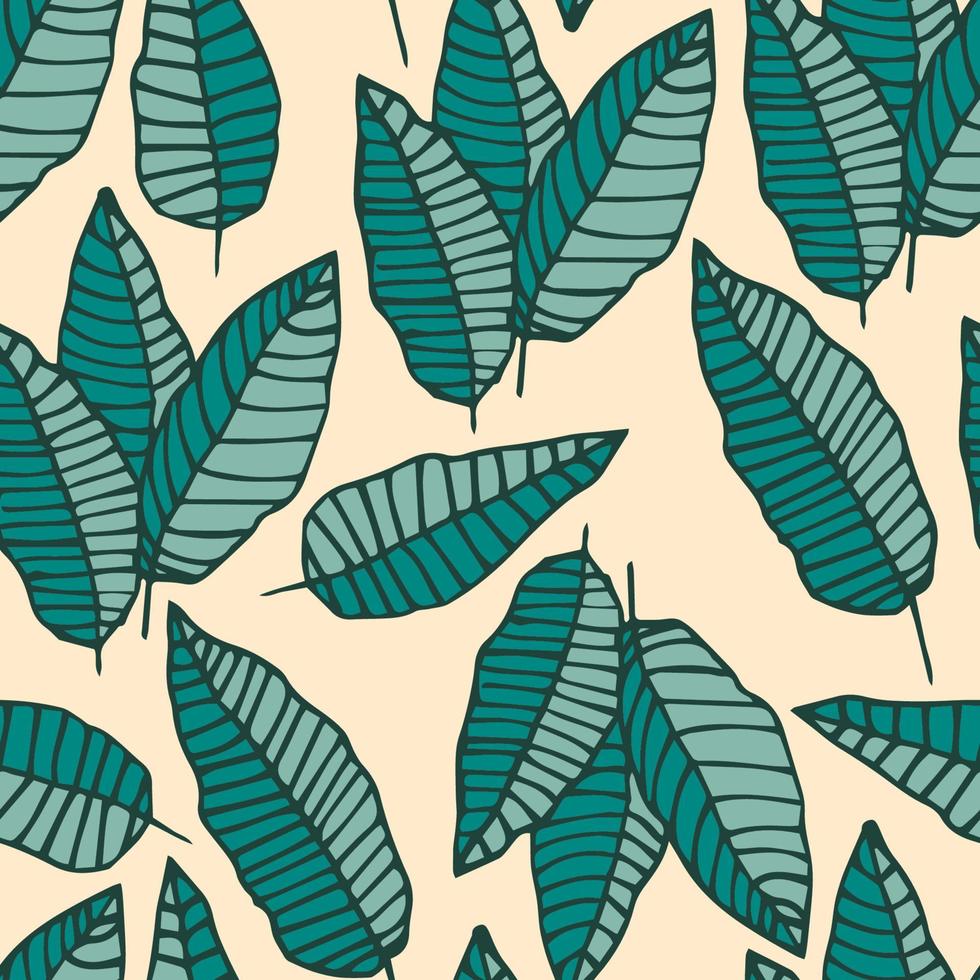 tropischer hintergrund mit handgezeichneten palmblättern. tropische nahtlose Muster. vektor