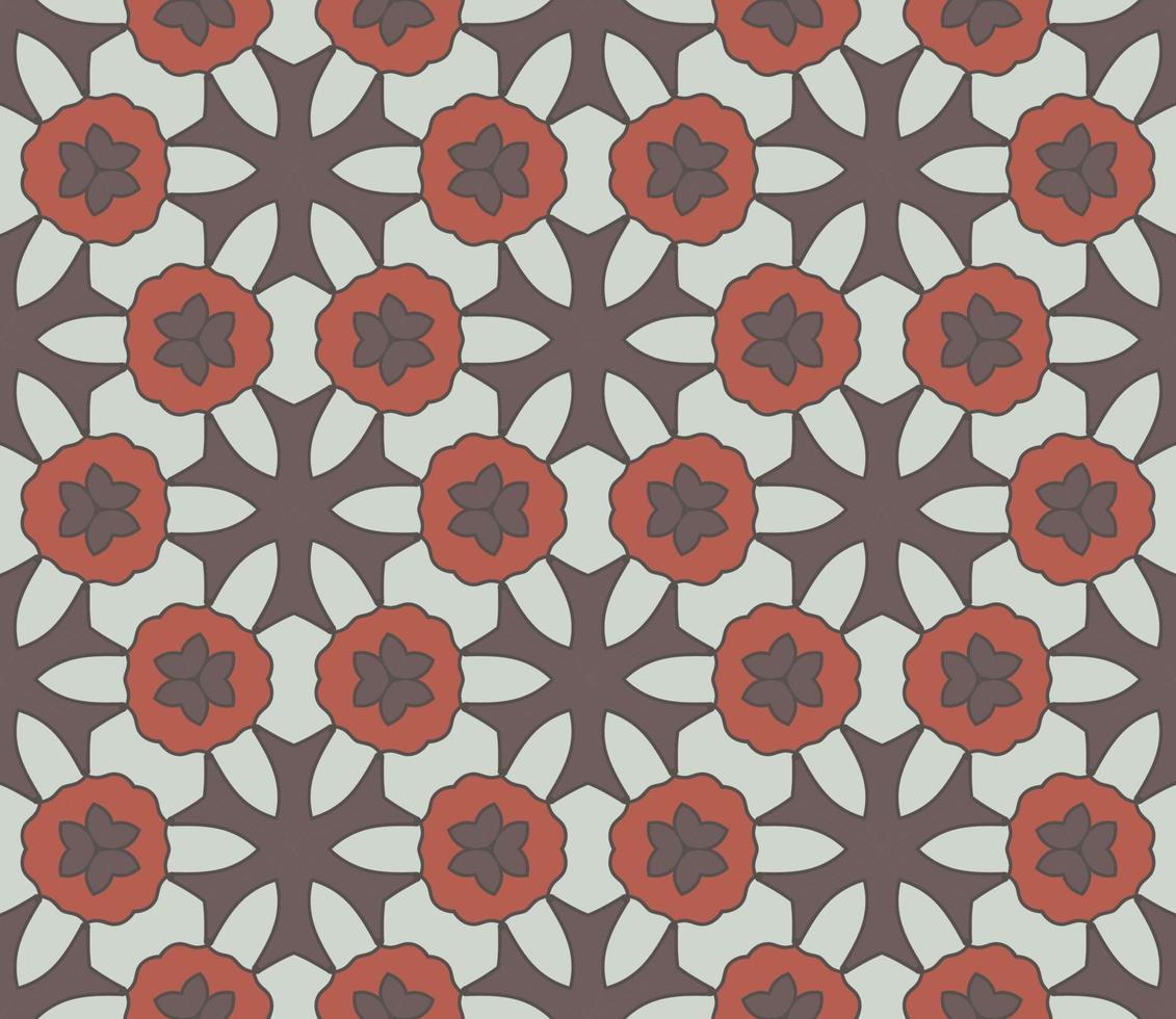 nahtloses muster der geometrischen blume des abstrakten bunten gekritzels. Blumenhintergrund. Kaleidoskop-Mosaik, Geo-Fliese aus dünner Linienverzierung. vektor