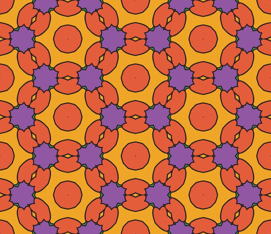 abstrakt färgglada doodle geometriska blomma seamless mönster. blommig bakgrund. kalejdoskop mosaik, geo kakel av tunn linje prydnad. vektor