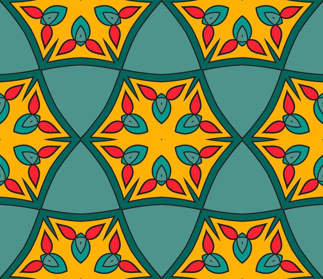 abstrakt färgglada doodle geometriska blomma seamless mönster. blommig bakgrund. kalejdoskop mosaik, geo kakel av tunn linje prydnad. vektor