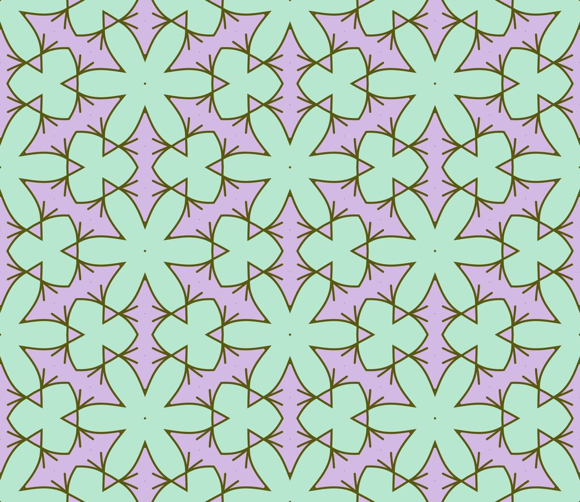 nahtloses muster der geometrischen blume des abstrakten bunten gekritzels. Blumenhintergrund. Kaleidoskop-Mosaik, Geo-Fliese aus dünner Linienverzierung. vektor